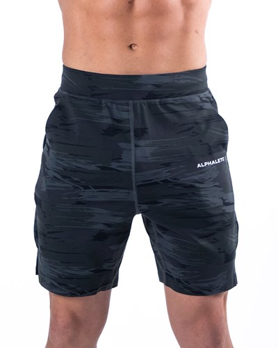 Alphalete 4-Way Stretch 8" Lyhyt Mustat Camo | 174WZPYCD