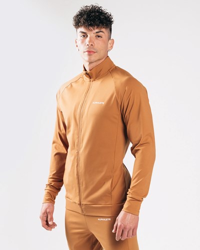 Alphalete 4-Way Stretch Track Jacket Camel | 803BEAPFZ