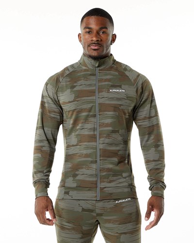 Alphalete 4-Way Stretch Track Jacket Oliivinvihreä Camo | 375UPARIS