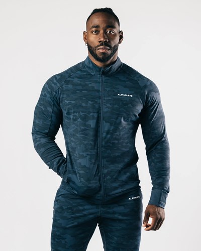 Alphalete 4-Way Stretch Track Jacket Tummanlaivastonsininen Camo | 964UCXGOZ