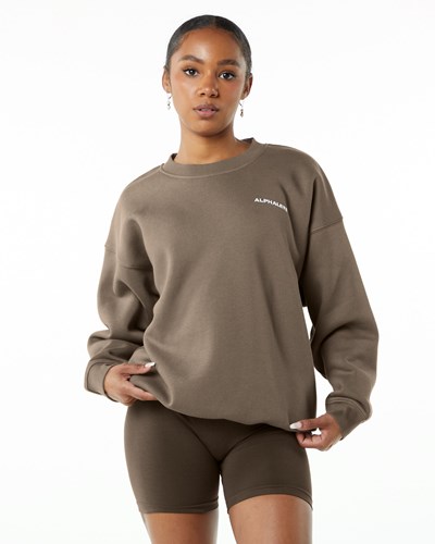 Alphalete Brushed Fleece Crewneck Villa Mocha | 125EMWPCL