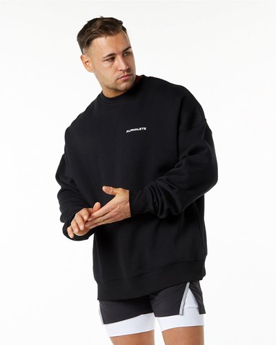 Alphalete Brushed Fleece Crewneck Villa Mustat | 189NRSGCV