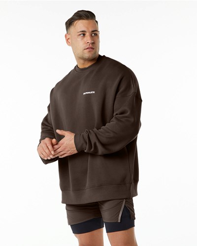 Alphalete Brushed Fleece Crewneck Villa Ruskea | 275VHXGJC