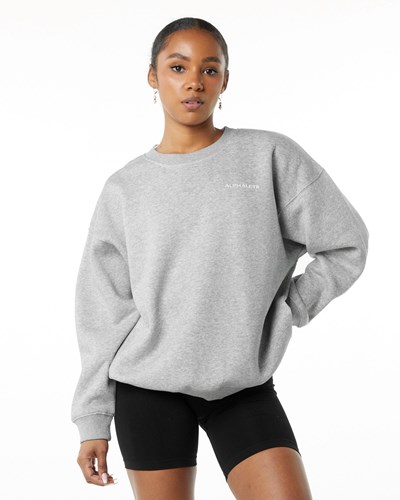 Alphalete Brushed Fleece Crewneck Villa Harmaat | 485JPDWBT