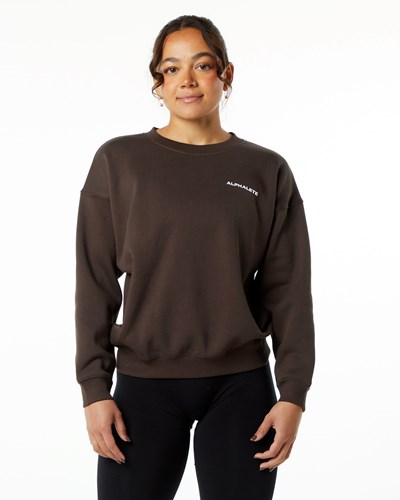 Alphalete Brushed Fleece Crewneck Villa Ruskea | 536QVCHSR