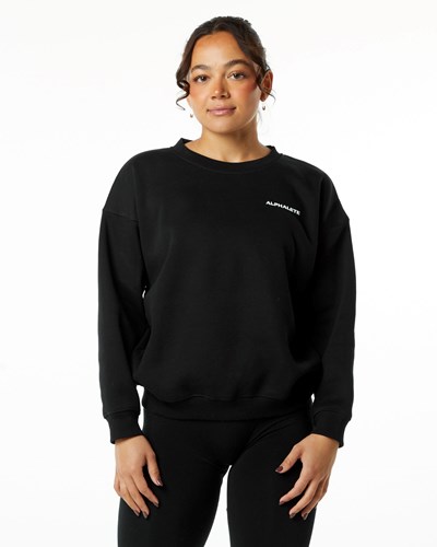 Alphalete Brushed Fleece Crewneck Villa Mustat | 876MVNBXO
