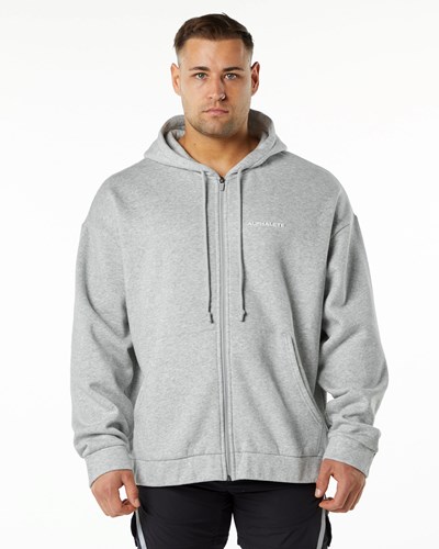 Alphalete Brushed Fleece Full-Zip Hoodie Harmaat | 605JURZPF