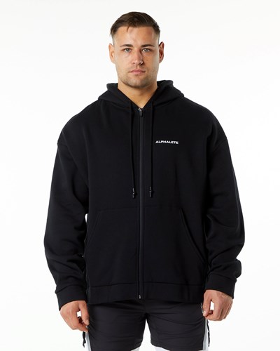 Alphalete Brushed Fleece Full-Zip Hoodie Mustat | 657SERFBO