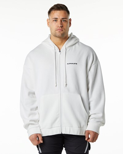 Alphalete Brushed Fleece Full-Zip Hoodie Valkoinen | 930HPFLIT
