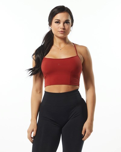 Alphalete Camisole Y-Back Crop Tank Cherry | 952SROEXN