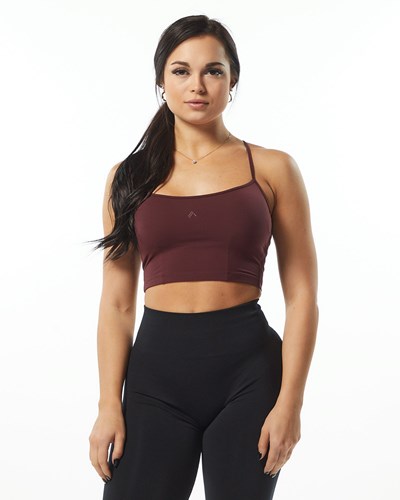 Alphalete Camisole Y-Back Crop Tank Wine | 608TVNJKA