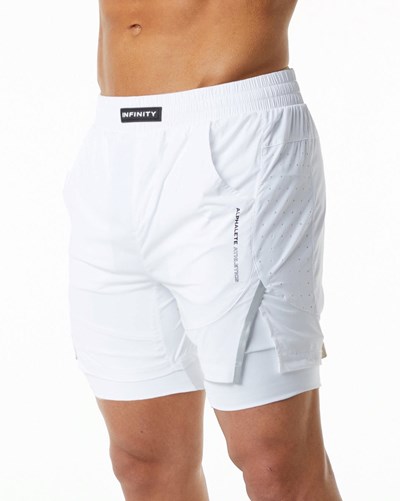 Alphalete Compression Vuoratut Woven Koulutus Lyhyt Valkoinen | 125TLBXJR