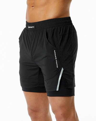 Alphalete Compression Vuoratut Woven Koulutus Lyhyt Mustat | 256MEQWAS