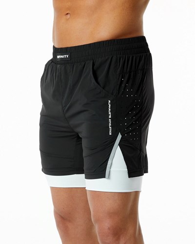 Alphalete Compression Vuoratut Woven Koulutus Lyhyt Mustat Valkoinen | 971XPWVIC