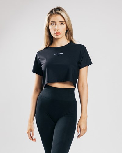 Alphalete Cropped Kevyet Lyhyt Sleeve Mustat | 093KXHNRB