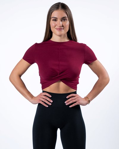 Alphalete Cropped Premium Lyhyt Sleeve Punainen | 173STHBGJ