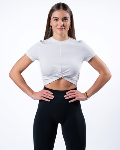 Alphalete Cropped Premium Lyhyt Sleeve Valkoinen | 569IPGQNW