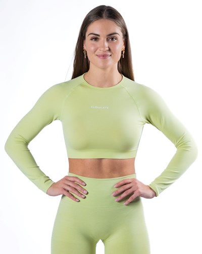Alphalete Cropped Seamless Long Sleeve Frozen Spring | 031EXDAMG