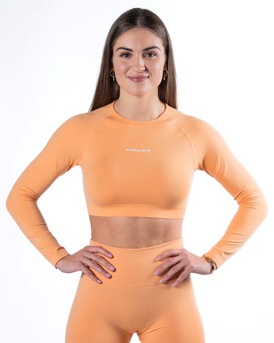 Alphalete Cropped Seamless Long Sleeve Koralli | 469UCJONZ