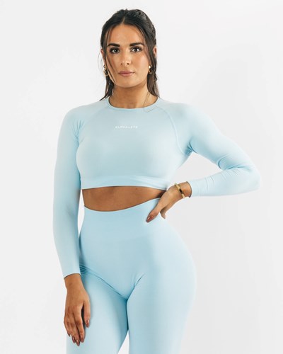 Alphalete Cropped Seamless Long Sleeve Sininen | 057GASELO