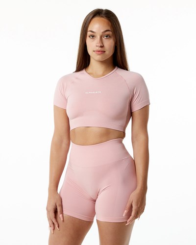 Alphalete Cropped Seamless Lyhyt Sleeve Blossom | 019HRYJWN