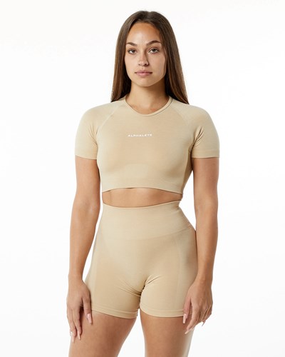 Alphalete Cropped Seamless Lyhyt Sleeve Hazelnut | 784YNEZVT