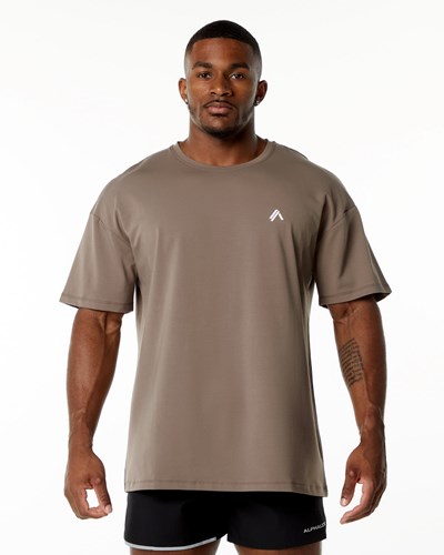 Alphalete Drop Shoulder Tee Mocha | 236SFGUWD