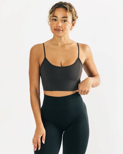 Alphalete Fitted Cropped Tank Charcoal | 507EPMNRC