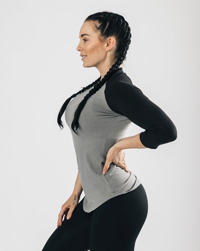 Alphalete Fitted Performance 3/4 Sleeve Harmaat Mustat | 175LWPTOA