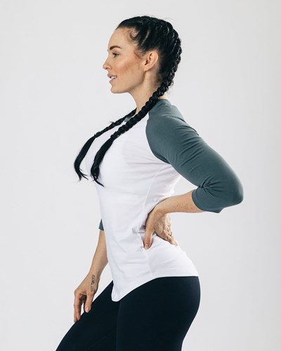 Alphalete Fitted Performance 3/4 Sleeve Valkoinen Sininen | 205BNMTKU