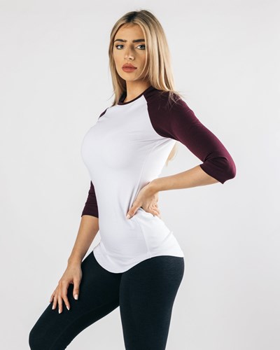 Alphalete Fitted Performance 3/4 Sleeve Valkoinen Mustat | 743QKUEZJ