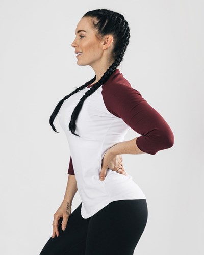 Alphalete Fitted Performance 3/4 Sleeve Valkoinen Viininpunainen | 842UOFNKD