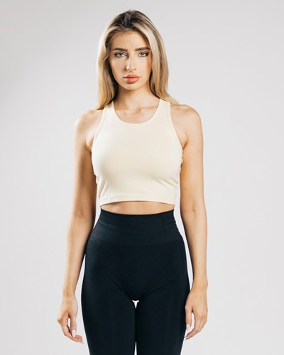 Alphalete Fitted Performance Crop Tank Sea Salt | 813LJEFWP