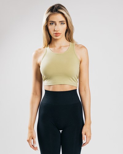 Alphalete Fitted Performance Crop Tank Vaaleanoliivinvihreä | 347IJMSFZ