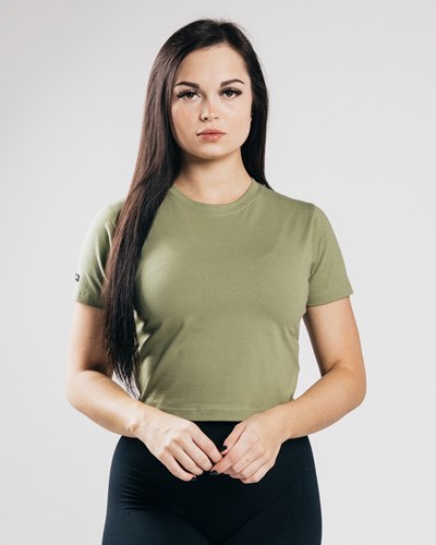 Alphalete Fitted Performance Crop Top Oliivinvihreä | 956IKLHCE