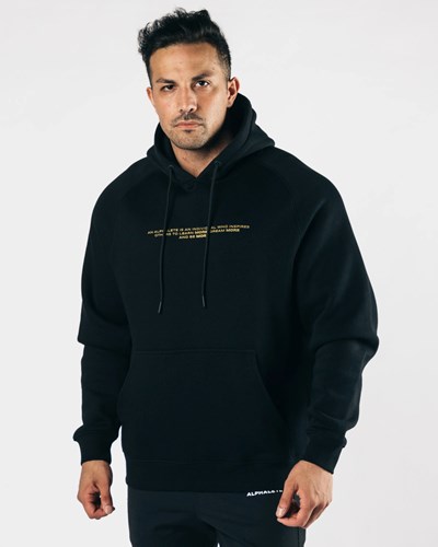 Alphalete Fitted Performance Hoodie Mustat Kultaiset | 497QOLUHF