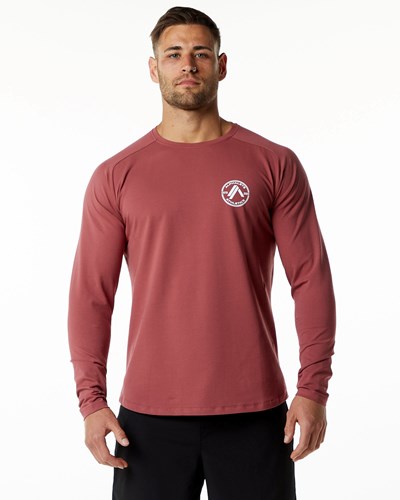 Alphalete Fitted Performance Long Sleeve Gingerbread | 126ADSJFO