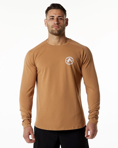 Alphalete Fitted Performance Long Sleeve Rust | 607EMPJDQ