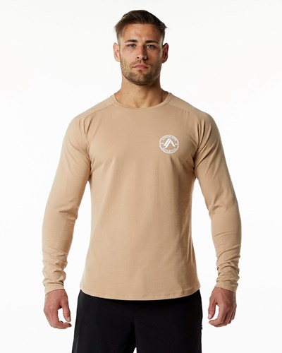 Alphalete Fitted Performance Long Sleeve Taupe | 783HIGKBJ