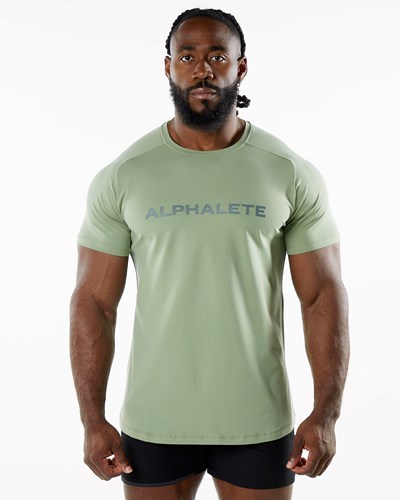 Alphalete Fitted Performance Lyhyt Sleeve Sage | 450FRGKCP