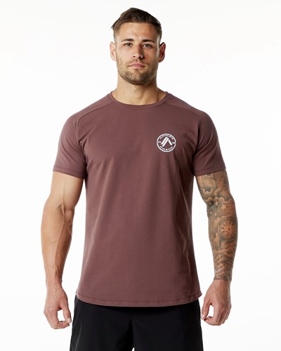 Alphalete Fitted Performance Lyhyt Sleeve Merlot | 452XCHYSR