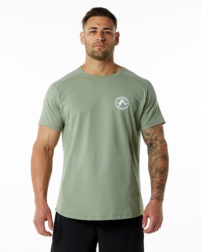 Alphalete Fitted Performance Lyhyt Sleeve Sage | 724LDHFMJ