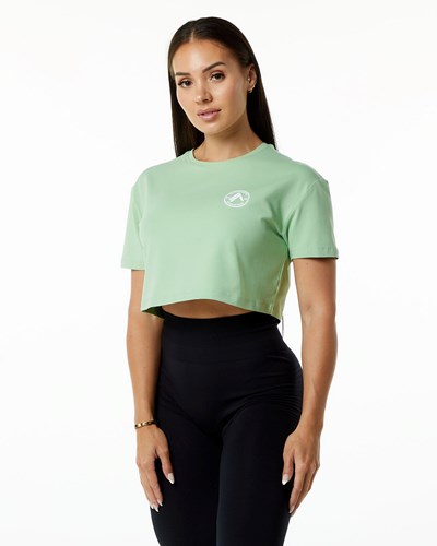 Alphalete Fitted Performance Lyhyt Sleeve Crop Pistachio | 845ZQCYVH