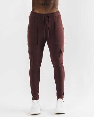 Alphalete Fitted Single-Brushed 30" Cargo Pant Mahogany | 084GUITOX