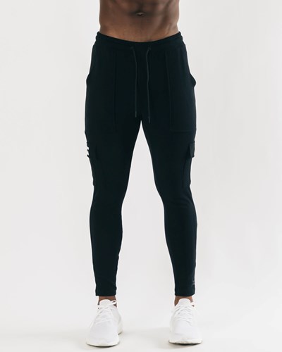 Alphalete Fitted Single-Brushed 30" Cargo Pant Mustat Valkoinen | 178JAFTZP