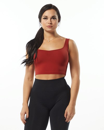 Alphalete Fitted Square Neck Tank Cherry | 872UYPWZN