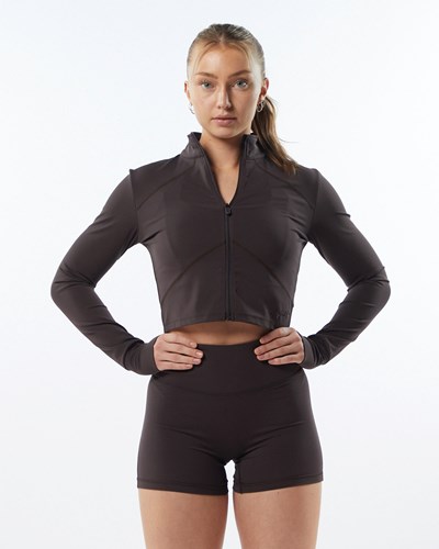 Alphalete Full Zip Crop Jacket Harmaat | 859JUFEYT
