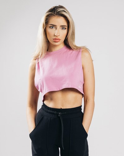 Alphalete Heavy Puuvilla Cropped Cutoff Pinkki | 163VJLGYR