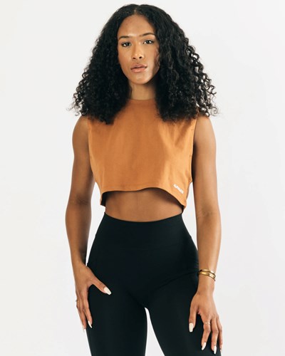 Alphalete Heavy Puuvilla Cropped Cutoff Clay | 281LPFOZH