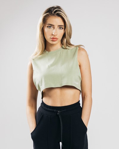 Alphalete Heavy Puuvilla Cropped Cutoff Matcha | 802UDANIM